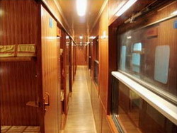 Corridor in Pumpkin train, Hanoi Sapa Lao Cai train tickets reservation